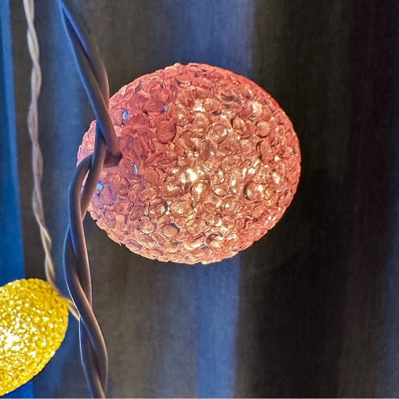 Crystal Pastel Easter Egg String Lights Melted Popcorn Plastic Set Of 10 Vintage - Picture 8 of 9